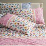 Completo lenzuola Caleffi Farfalle in puro cotone, per letto a una piazza.  Fantasia con farfalle colorate e bordi rosa, ideale per bambine e ragazze.