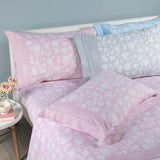 Completo lenzuola in flanella di cotone Caleffi Provenza fantasia floreale colore grigio e rosa