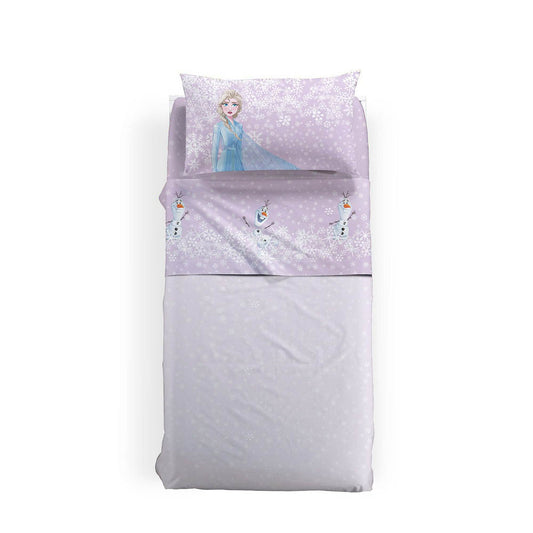 Completo lenzuola Caleffi Disney Frozen Magica con Elsa. In FLANELLA di puro cotone, per letto singolo, bambina