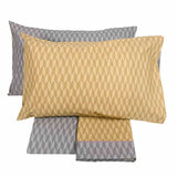 Completo lenzuola matrimoniale Fazzini Tweed, in percalle di puro cotone. Fantasia colore grigio senape.