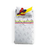 Completo lenzuola Caleffi Disney in FLANELLA di puro cotone.  Fantasia da bambino Spiderman Colors. Misura letto singolo