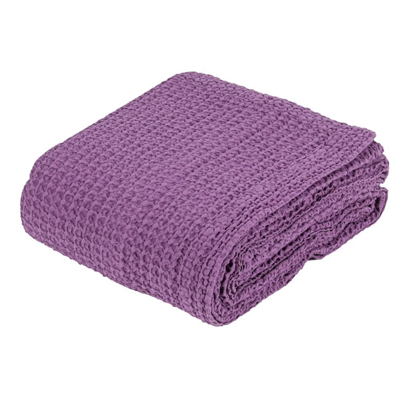 Copriletto Estivo Nettare fazzini matrimoniale in cotone. Coperta estiva con trattamento stone washed colore viola purple