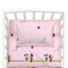 enzuola per culla fantasia minnie e topolino rosa caleffi disney in cotone
