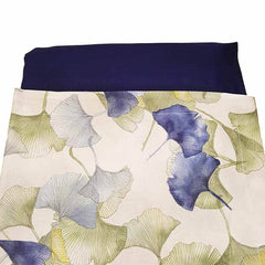 Completo lenzuola matrimoniale Fazzini Ginkgo, in cotone. colore blu