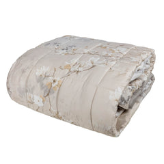 Trapunta piumone invernale matrimoniale Fazzini Panta Rei in raso di puro cotone. Fantasia floreale colore naturale beige grigio.