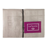 Tovaglia Aubergine di Fazzini, misura rettangolare per 12 persone. Prezioso tessuto jacquard di puro cotone. Colore sasso tortora