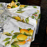 Tovaglia Limoncello tessitura toscana in puro lino fantasia limoni