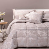 trapunta invernale matrimoniale caleffi roseto in raso jacquard fantasia floreale colore sabbia