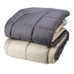 Trapunta invernale matrimoniale Fazzini Double in raso di puro cotone. Piumone in tinta unita double face. un lato colore piombo (antracite), l'altro lato colore grigio beige.