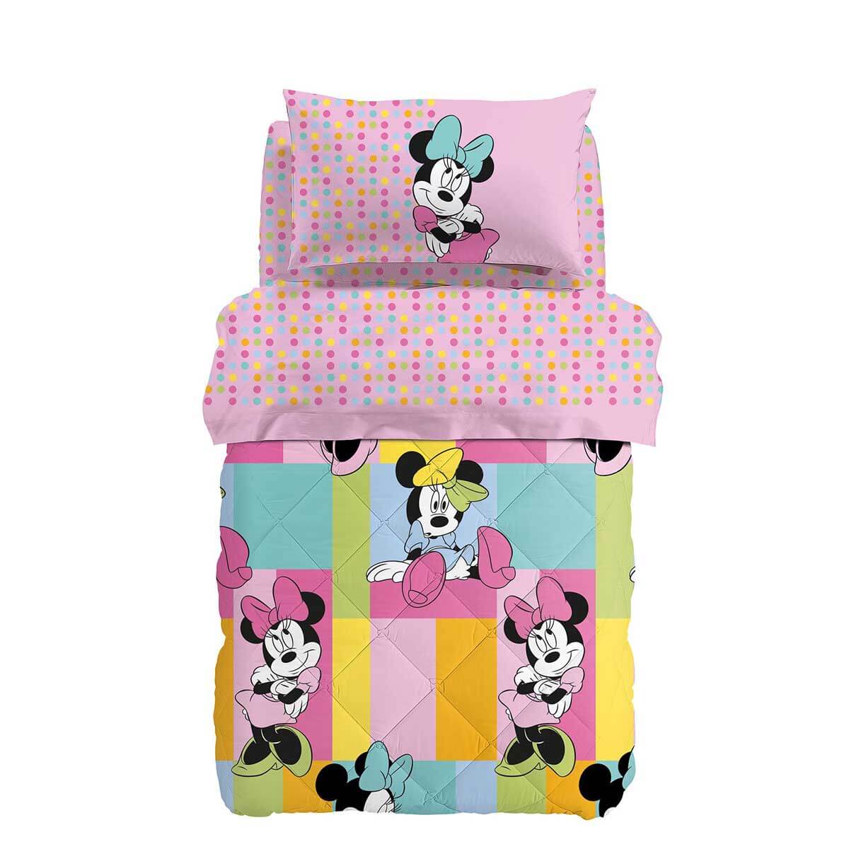 Trapunta invernale Caleffi Disney Minnie Gaia in cotone per letto singolo.