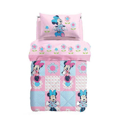 Trapunta invernale Caleffi Disney Minnie Patchwork in microfibra per letto singolo.