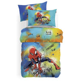 Trapunta invernale Caleffi Disney Spiderman Park in puro cotone, per letto singolo. Piumone con fantasia piazzata con stampa digitale