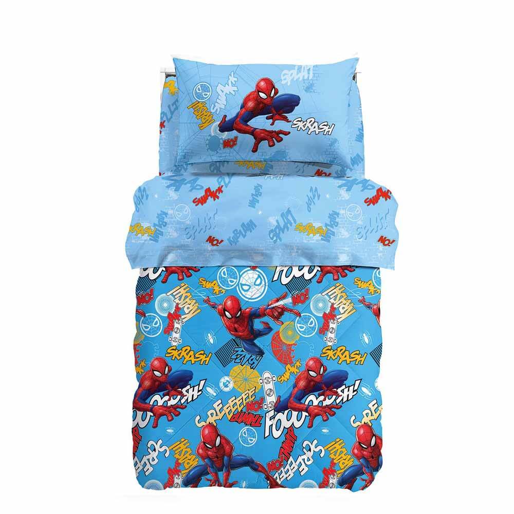 Trapunta invernale Caleffi Spiderman Wall in microfibra, per letto singolo.