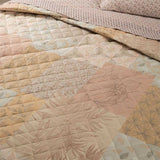 Trapuntino matrimoniale Caleffi Green Village in puro cotone. Fantasia patchwork floreale colore naturale arancio
