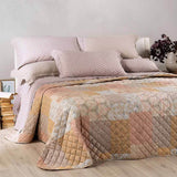 Trapuntino matrimoniale Caleffi Green Village in puro cotone. Fantasia patchwork floreale colore naturale arancio