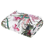 Trapuntino matrimoniale Hibiscus Fazzini in raso di puro cotone. Fantasia floreale con fiori rosa. Collezione primaverile 2021.